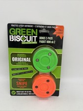 Green Biscuit Hockey Puck 2-Pack, Original Off Ice Hockey Puck/Snipe NIB