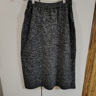 Kate Collins Skirt Black Stretch Knit Pencil Midi Made In USA 22in Waist Vintage