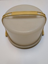 Vintage Tupperware Cake Holder With Handle In Harvest Gold 10" Diameter Secure