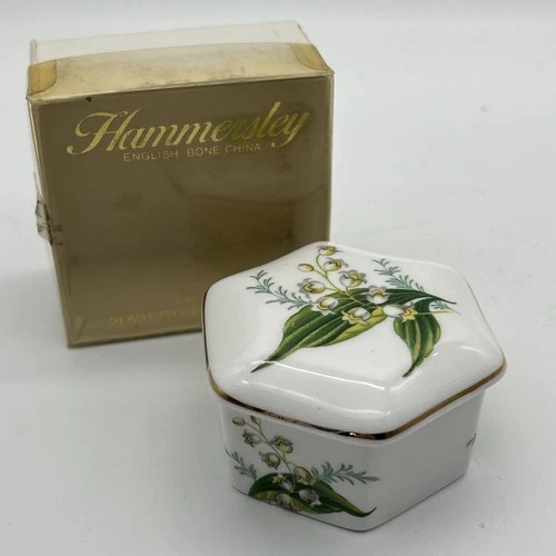 Vintage Lily of the Valley Trinket Box Hammersley Bone China Orig Box Spode