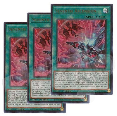 Yugioh - Seventh Ascension x 3 - 1st Edition Ultra Rare LP - Free Holo Card