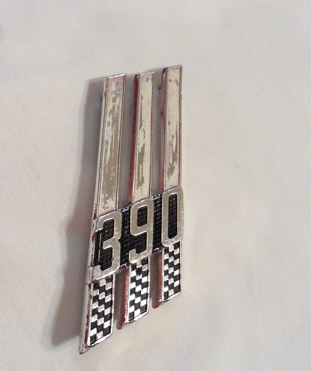 Vtg 1966-77 Ford Galaxie 390 Car Fender Emblem Badge C6AB-16237-A