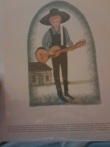 P. Buckley Moss Lithograph. "Ready for My Lesson". #94 of 1000. 2003. - Picture 2 of 7
