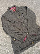 Barbour Roadster Quilted Jacket Womens UK 14 Black Diamond Full Zip Snap Lined