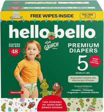 Hello Bello 48 Pack Premium Dr. Seuss Baby Grinch Unisex Size 5 Premium Diapers
