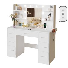 Gunji Schreibtisch mit usb-anschlüssen, föhnhalterung & led – praktisch