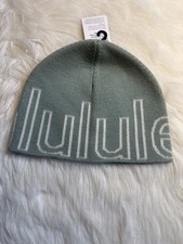 NWT Lululemon One Size Wordmark Merino Wool Skull Beanie Hat FOGN LTIV
