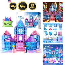 Magnetic Building Blocks Kids Toys Princess Castle STEM Playset 58pcs