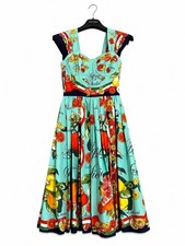 D&G Dolce & Gabbana Fruit Print Dress S Cotton Summer Flare A-Line
