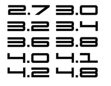 Engine Size Decal 2.7 - 5.0 Fits Porsche Volkswagen Vw Audi I4 I6 V6 V8 Stickers