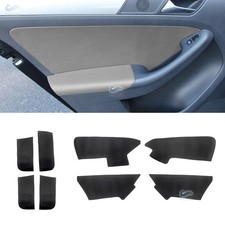 Kit de 8 insertos de cubierta de panel de reposabrazos de puerta de cuero negro para VW Jetta MK6 2012-2014