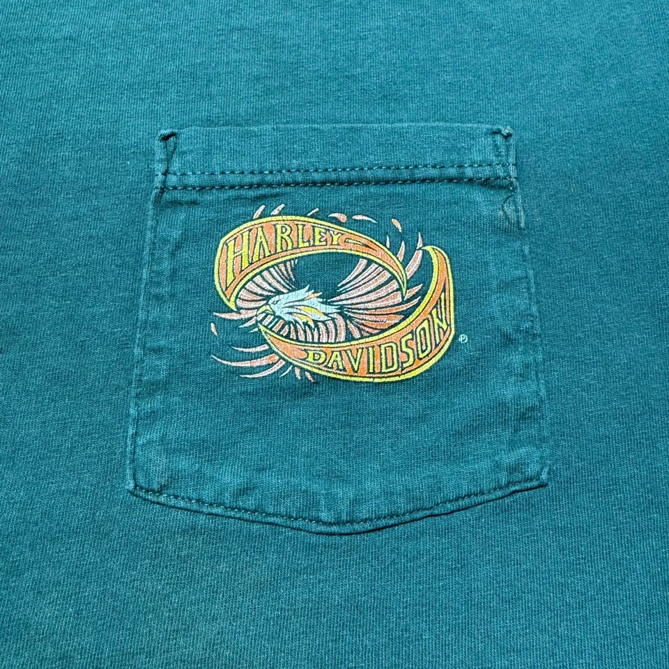 Camiseta de motociclista Harley-Davidson Eagle 1995 vintage de bolsillo de una sola puntada para hombre - XL Foto 3 de 4