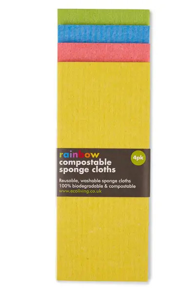 ecoLiving Rainbow Compostable Sponge Cloths (4 Pack) - Image 2