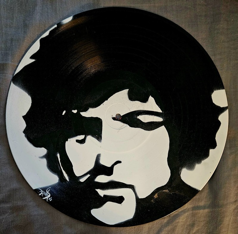 Bob Dylan Spray Paint on Vinyl Record Graffiti Street Pop Art SIGNED Ray Rivas