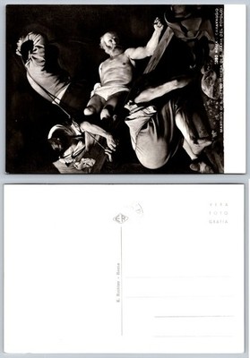 Caravaggio Martyrdom of St. Peter Real Photo Postcard E. Richter Roma RPPC