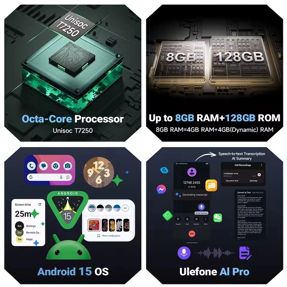 Global Ulefone RugKing 2 Pro Rugged Phone Torch 8GB+128GB 13MP NFC Android 15 - Image 3 of 4