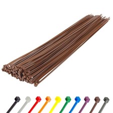 18 Inch Brown Heavy Duty Nylon Zip Ties, 100 Pack, 175lb Self-Locking