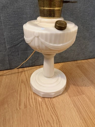 Aladdin Alacite Lincoln Drape Oil Lamp Nu-Type Model B VTG Converted 1940s USA