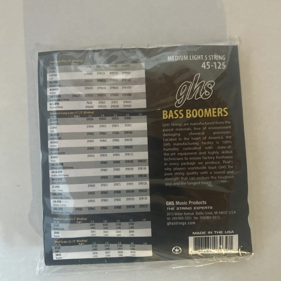 GHS Bass Boomers - Cuerdas de Bajo Eléctrico 45-125 Luz Media Foto 2 de 3