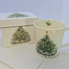 PPD Jo Spicer Christmas Tree Mug Textured Gold Handle The Bright Agency W/ Box