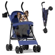 Compact Pet Stroller Small-Medium Dogs/Cats up to 22lbs 4-Wheel Lightweight