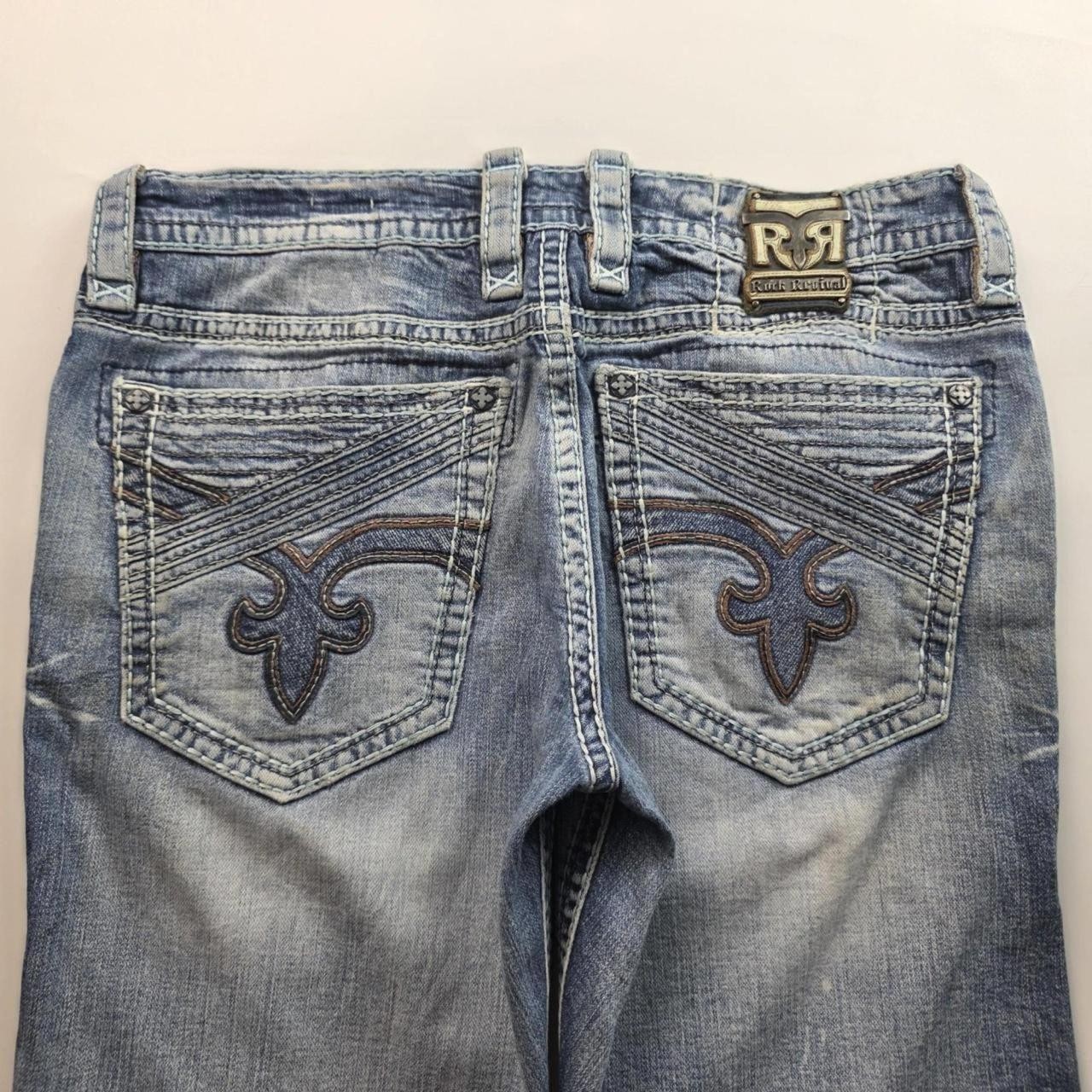 3418 Rock Revival Cut Offs Y2K Straight Jorts Blue W36 Streetwear Skater Grunge image 3