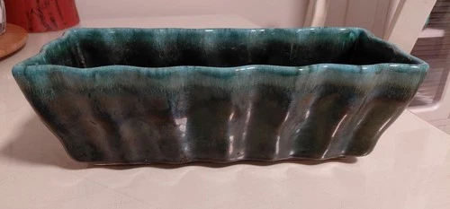 VTG HULL F47 Blue Green Drip Glaze Planter USA Pottery Mid Century Modern Decor