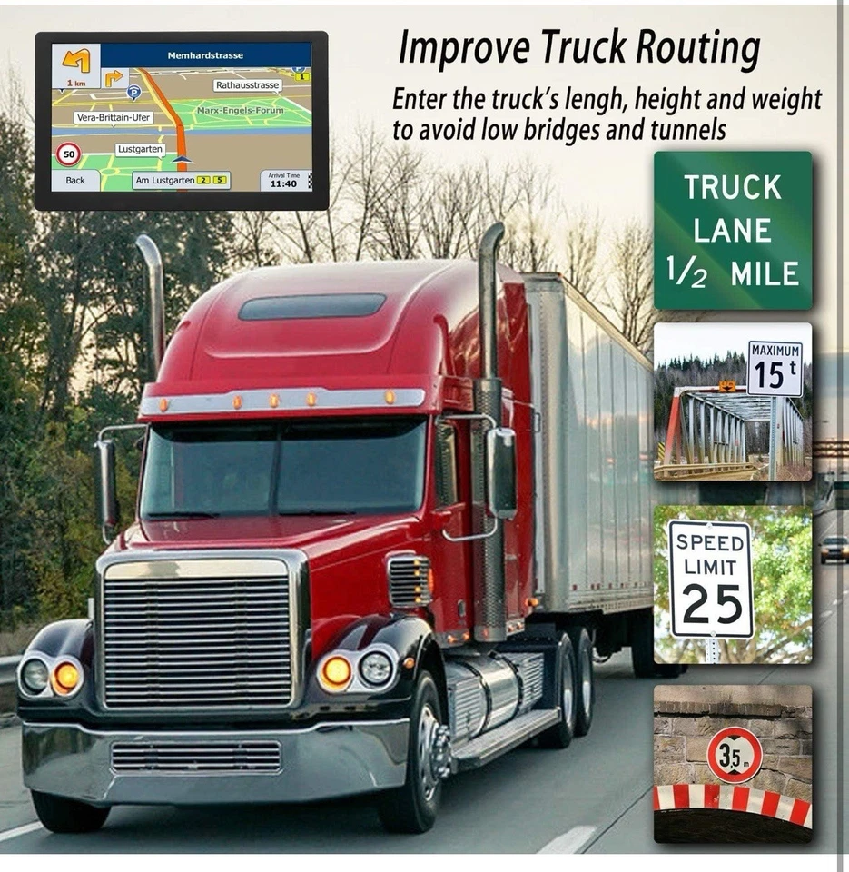 Truck GPS Navigator Commercial Drivers 2025 Lifetime Map Updates 9 Inch - Image 2 of 4