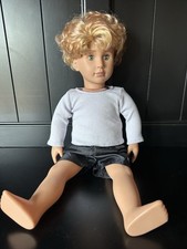 Our Generation 18  Doll Gabe Soccer Boy Doll Blonde No Shoes Pink Curly Hair
