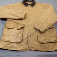 Woolrich Chore Jacket Mens Large Blanket Lined Wool Canvas Barn Tab Brown
