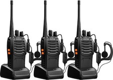 Long Range Two-Way Radios Set - 3 Pcs Rechargeable Walkie Talkies with Earpiece
