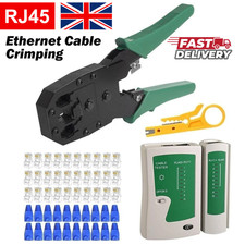 RJ45 Ethernet Cable Crimping Crimper Network Tester Punch Down Tool Kit Set UK