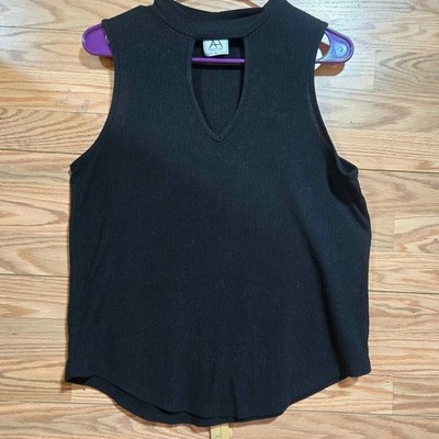American High Womens XL Black Tank Keyhole Cut Out [T42/37]