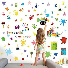 Every Child is an Wall Decals Watercolor Handprint Paint Splatter Polka Artist