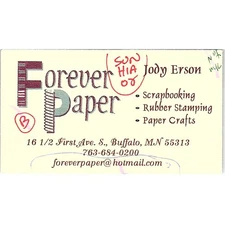Forever Paper Jody Erson Buffalo MN Vintage Business Card STK2-BC1-9