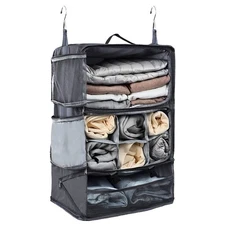 Travel Portable Hanging Shelves Closet Organizer Packing Luggage Storage with...