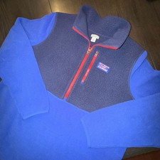 LL Bean XL Katahdin Microfleece Pullover Sweater Polartec USA Blue Red Unisex