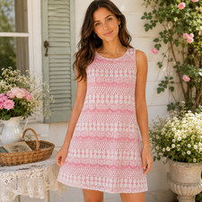 Eliza J White Coral Lace Dress | Size 6 | Bridal Shower Chic | Shift Dress