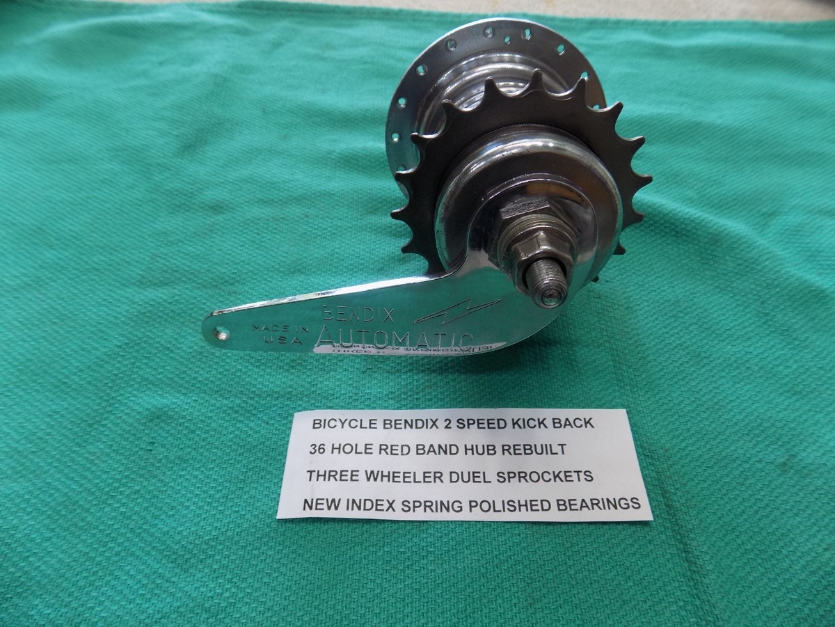 BICYCLE BENDIX 2 SPEED KICK BACK HUB 36 HOLE RED BAND 3 WHEELER