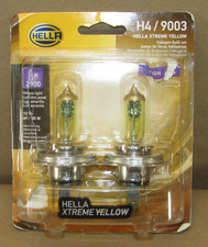 Hella H4 Yl Design Series Halogen Headlight Bulbs Yellow 12v 6055w Twin Pack