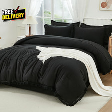 King Comforter Set 7 Pieces Black Bedding