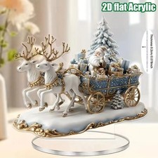 2D Bohemian-Style Acrylic Santa Sleigh Figurine Dreamy Christmas Elements Gift