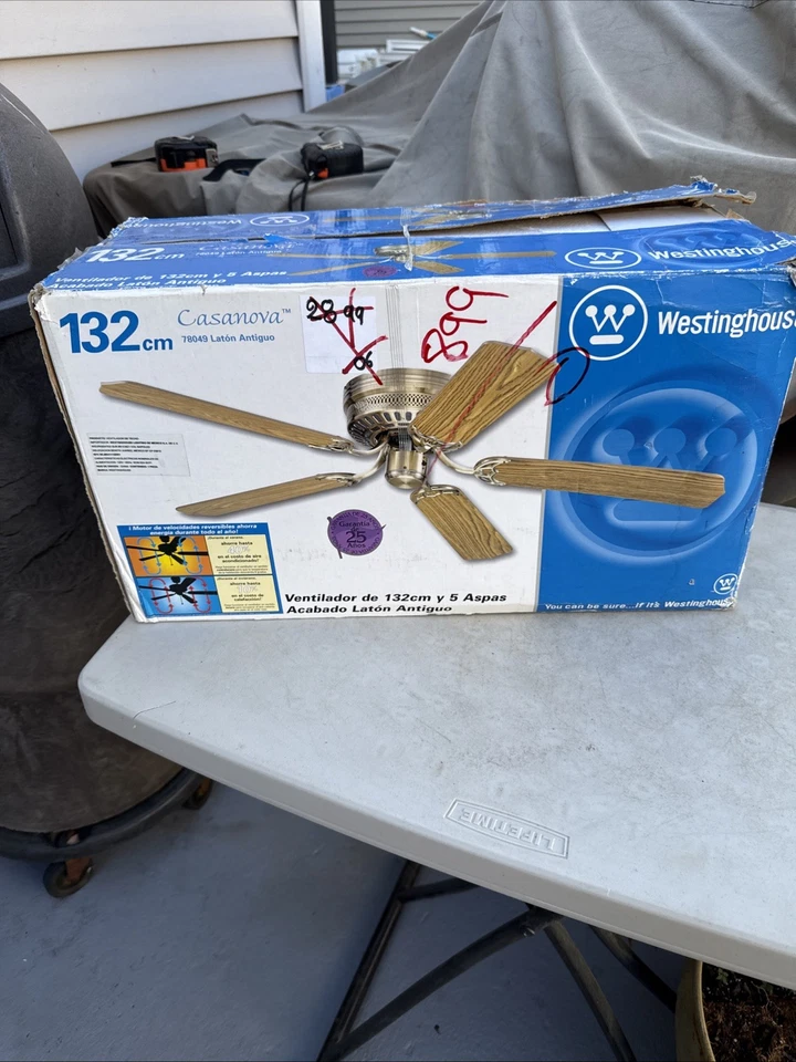 "Nuevo ventilador de techo interior Westinghouse Casanova 52"" 5 aspas latón antiguo" Foto 3 de 4