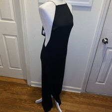 Fashion Nova Double Side Slit Black Small Maxi Dress Gold Accent On Back Sexy