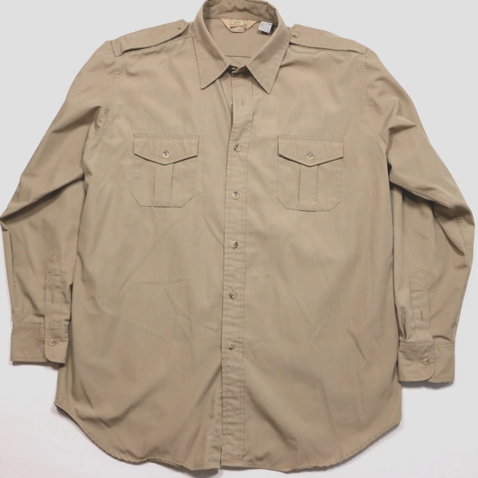 VTG Cabela's Safari Shirt Men's XL Khaki Brown Military Style Hunting Shooting - Image 2 of 4