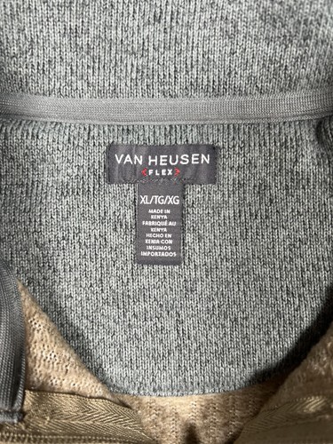 Van Heusen Flex Sweater Mens XL Beige Tan 1/4 Zip Pullover Knit Polyester Warm - Picture 3 of 6