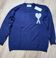 BLUE WOOL AND COTTON CREWNECK AMI DE COEUR SWEATER