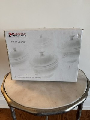 Maxwell & Williams White Basics Lion Bowls with Lids (Set of 4)