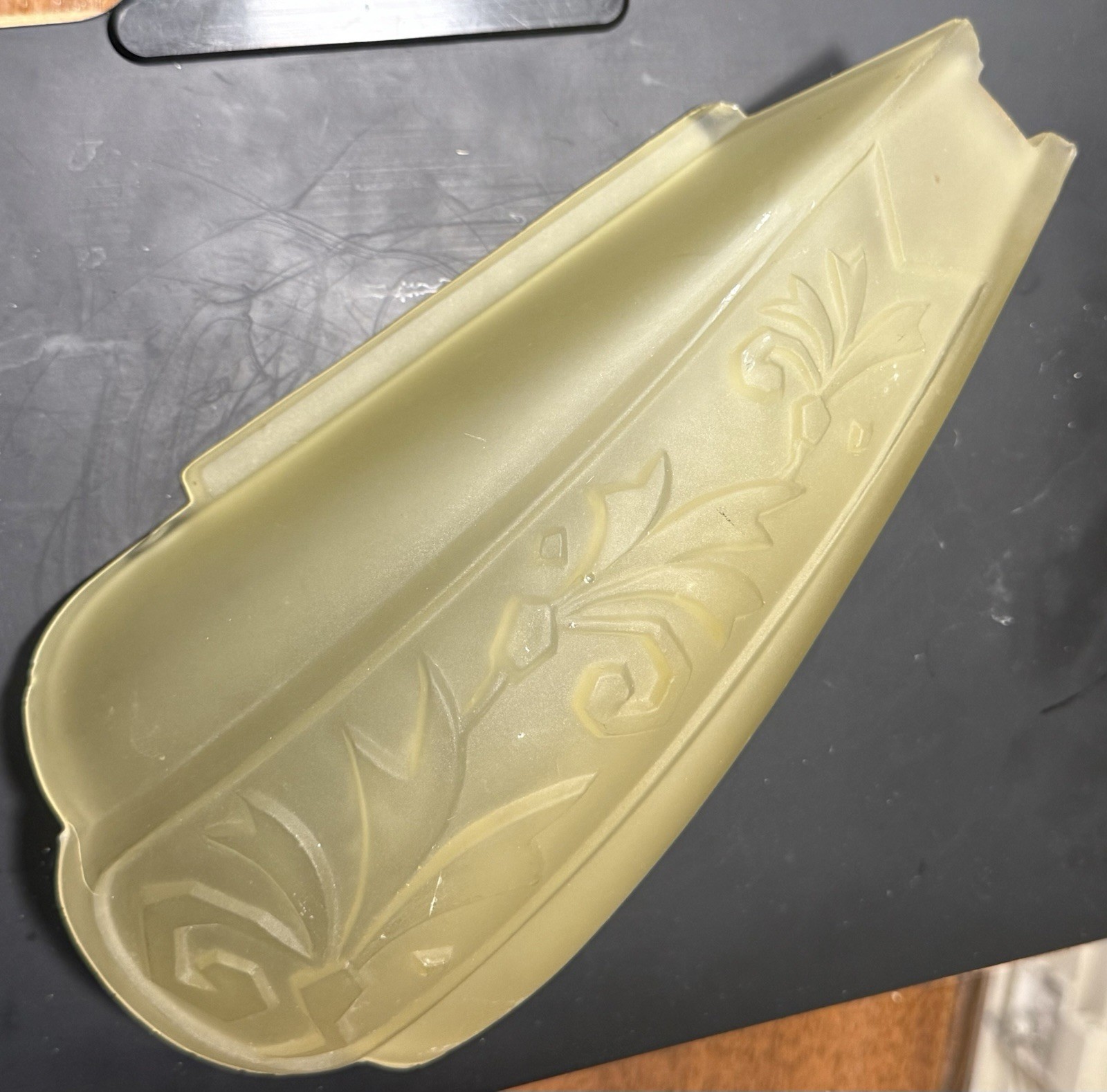 RESERVED 4 Rolach48- Slip Shade -Yellow Frosted Glass-Geometric/Floral Design