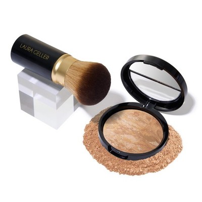 Baked Powder Foundation Light - Vitamin C Infused + Airbrush Kabuki Brush